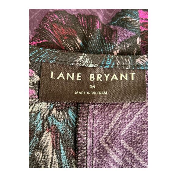 Lane Bryant Purple Floral Peplum Top Sz 16 Short Puff Sleeve Boho Peasant Fairy - Picture 6 of 12